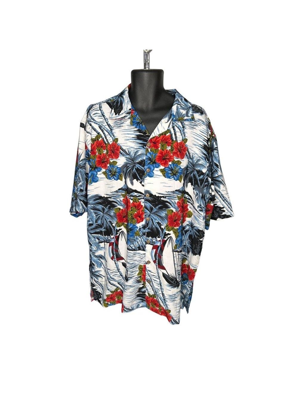Reservoir Hawaiian Style Shirt Blue Red Green 2XLT Big & Tall - Picture 1 of 7